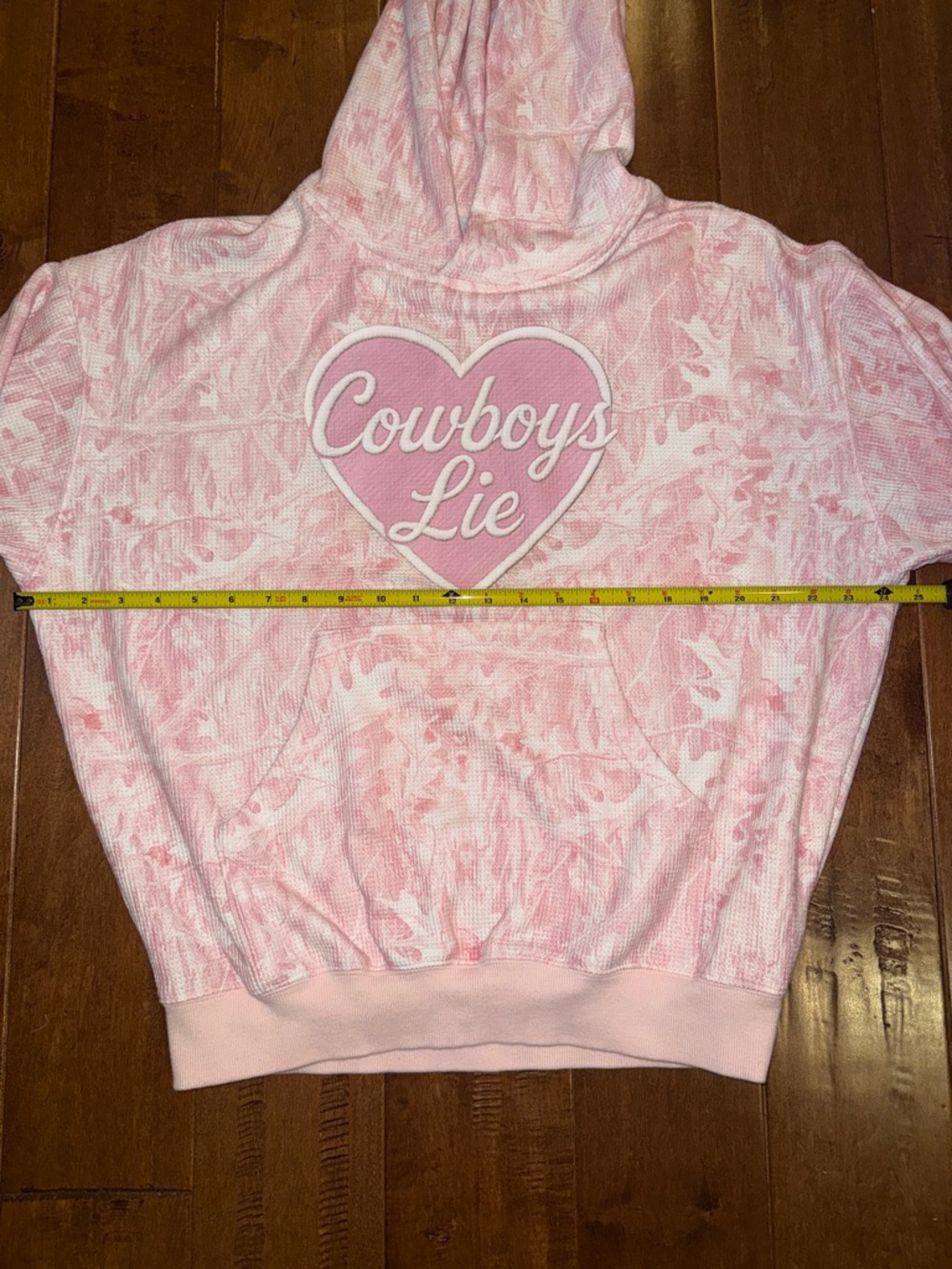 Boys Lie x Nuuly Not My First Rodeo COWBOYS LIE pink Waffle knit Hoodie EUC - Picture 15 of 15